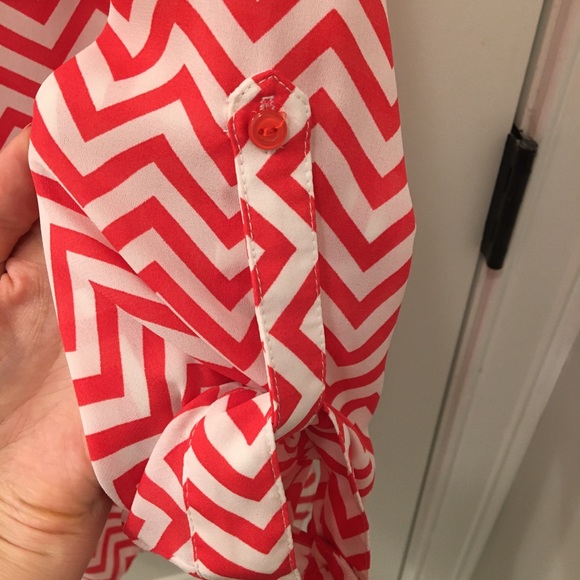 LAST CALL! Jemma White and Pink Chevron Blouse - Picture 5 of 7